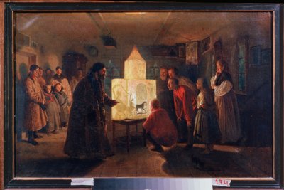 The Magic Lantern in a Peasant House by Lev Grigoryevich Solovyev