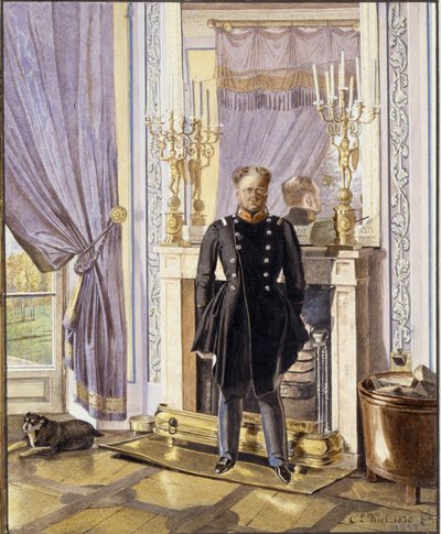Portrait of Grand Duke Constantine Pavlovich of Russia at the Fireplace by Lev Ivanovich Kiel