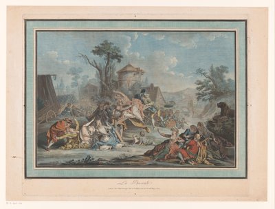 Village Festival with Various Figures at a Seesaw by Leveille