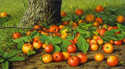 Still Life with Apples by a Tree by Levi Wells Prentice