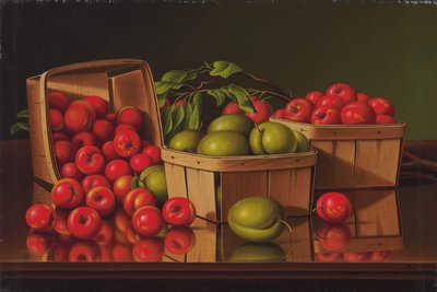 Still Life with Basket of Plums by Levi Wells Prentice