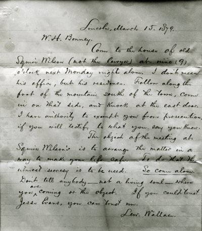 Letter from Lew Wallace to W. H. Bonney, 15th March 1879 by Lew Wallace