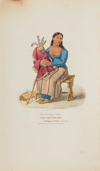 TA-MA-KAKE-TOKE or the Woman that Spoke First; A Chippeway Woman (mourning), from The Aboriginal Portfolio by Lewis, James Otto