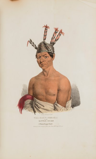 WAA-KAUN-SEE-KAA or the Rattle Snake; A Winnebago Chief, from The Aboriginal Portfolio by Lewis, James Otto