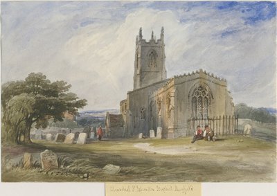Mayfield Church: watercolour painting by Lewis John Wood