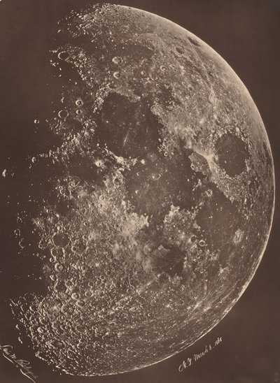 Photograph of the Moon at its First Quarter, March 6, 1865 by Lewis Morris Rutherford