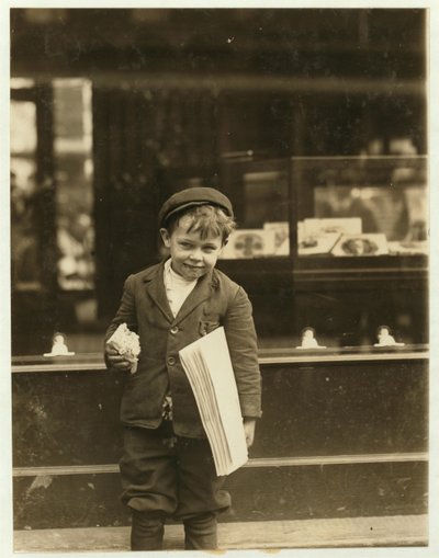 5 Year Old Newsboy Tommy Hawkins Working in St. Louis, Missouri by Lewis Wickes Hine