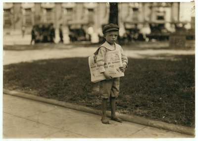 7 year old newsboy Ferris in Mobile, Alabama, 1914 by Lewis Wickes Hine