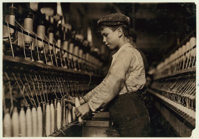 A Doffer Replaces Full Bobbins at Globe Cotton Mill, Augusta, Georgia by Lewis Wickes Hine