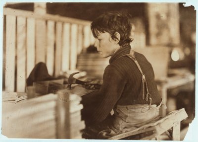 Boy Making Baskets for Melons at Evansville, Indiana by Lewis Wickes Hine