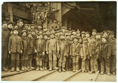 Breaker boys who sort coal by hand at Ewen Breaker of Pennsylvania Coal Co, South Pittston, Pennsylvania by Lewis Wickes Hine
