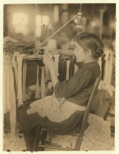 Cherokee Hosiery Mill, Rome, Georgia employing turners and loopers aged 8 and 9, 1913 by Lewis Wickes Hine