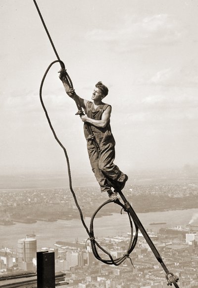 Construction Worker, Empire State Building, New York City by Lewis Wickes Hine