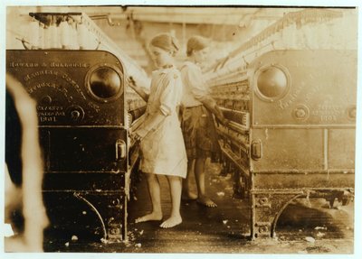 Elsie and Sadie Working at Yazoo City Yarn Mills, Mississippi Said They Were 13 Years Old, 1911 by Lewis Wickes Hine