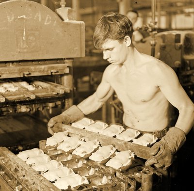 Factory Worker at the Paragon Rubber Company, Massachusetts, 1936 by Lewis Wickes Hine