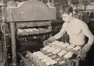Factory Worker at the Paragon Rubber Company, Massachusetts by Lewis Wickes Hine