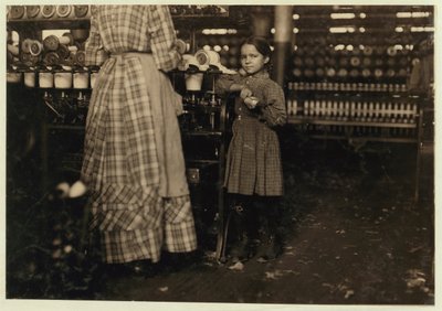 Fannie, 48 Inches High, Aged 7, One of 19 Children Helping Her Sister in Elk Mills, Fayetteville, Tennessee, 1910 by Lewis Wickes Hine