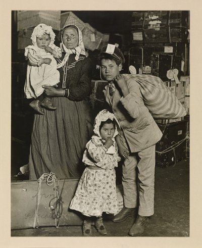 Italian Family Looking for Lost Baggage, Ellis Island by Lewis Wickes Hine