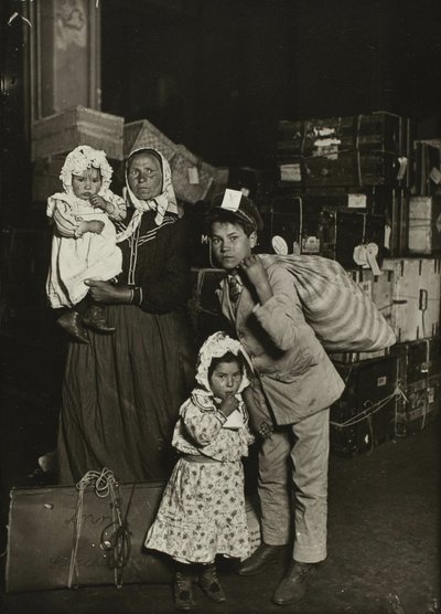 Italian Family Seeking Lost Baggage, Ellis Island by Lewis Wickes Hine