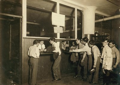 Messenger Boys Turning in Uniforms at Postal Telegraph Co., New York City by Lewis Wickes Hine