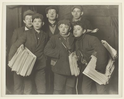 Newsboys, Brooklyn Bridge by Lewis Wickes Hine