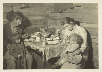 Poor Rural Family Living In A Smoke-House, Oklahoma, In Care Of Red Cross by Lewis Wickes Hine