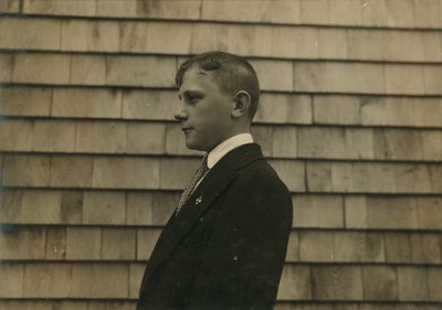 Settlement Boy, Sweeper and Cleaner in Sunday Clothes, Fall River, Massachusetts by Lewis Wickes Hine