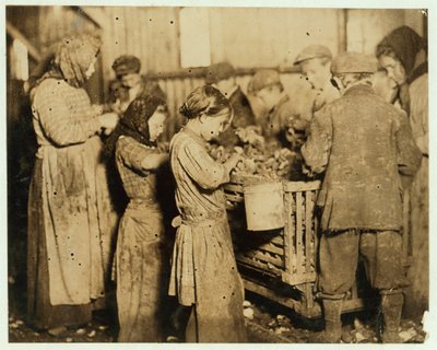 Shuckers Opening Oysters, 1913 by Lewis Wickes Hine