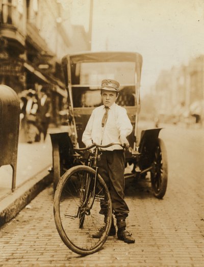 Young Teen Boy Working as Postal Telegraph Company Messenger, Wilmington, Delaware, USA by Lewis Wickes Hine