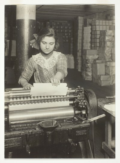 Young Worker in Paper Box Factory by Lewis Wickes Hine
