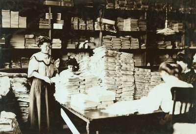 Young women sorting papers in a storeroom, c.1905 by Lewis Wickes Hine