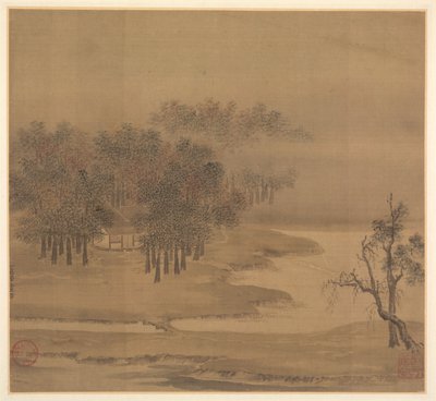 Cottages in a Misty Grove in Autumn by Li Anzhong
