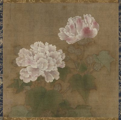 Red hibiscuses Set of two hanging scrolls by Li Di