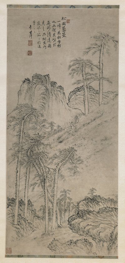Walking with Staffs on a Pine Hill, Qing Dynasty by Li Shizuo