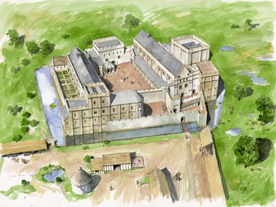 Aerial View from the South, Wolvesey Castle, Old Bishop