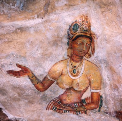 Apsaras, Heavenly Nymph Making an Offering, Fresco, Fortified Citadel of Sigiriya by Unbekannt Unbekannt