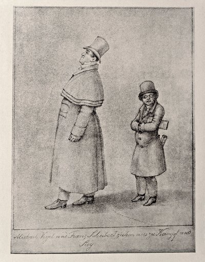 Caricature of Austrian Baritone Singer Johann Michael Vogl and Composer Franz Peter Schubert, circa 1825 by Unbekannt Unbekannt