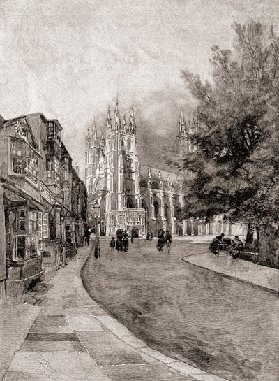 Canterbury Cathedral, from Christchurch Gateway, from The Century Magazine, published 1887 by Unbekannt Unbekannt