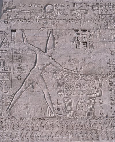 Carvings on the wall of a temple, Medinet Habu, Luxor, Egypt by Unbekannt Unbekannt