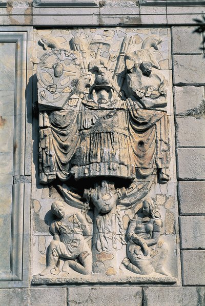 Close-up of Sculptures on a Wall, Trophee Des Alpes, La Turbie, Provence-Alpes-Cote D