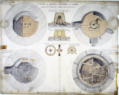 Sections and plan of a windmill, near Lisbon, Portugal by Unbekannt Unbekannt