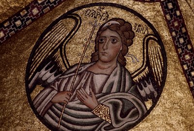 Figure of an angel, mosaic inside Hosios Loukas Monastery, Greece, founded in early 10th century by Unbekannt Unbekannt
