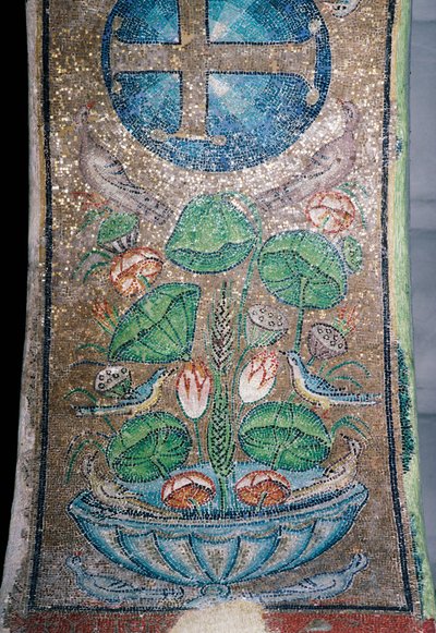 Flowers and Birds, Mosaic in the Early Christian Church of Panagia Ahiropiitos, Thessaloniki, Greece, 5th Century by Unbekannt Unbekannt