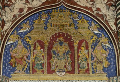 Fresco Depicting Vishnu, Thanjavur Maratha Palace, Tamil Nadu, India by Unbekannt Unbekannt