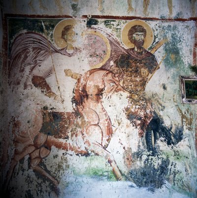 Fresco in Byzantine Church in Mournies, Crete, Greece by Unbekannt Unbekannt