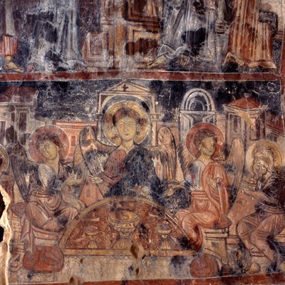 Fresco in the Byzantine Church of Agios Nikolaos, Maza, Crete, Greece by Unbekannt Unbekannt