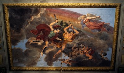 Fresco on ceiling of bedroom of Royal Apartment, Ducal Palace, Lucca, Tuscany, Italy (detail) by Unbekannt Unbekannt