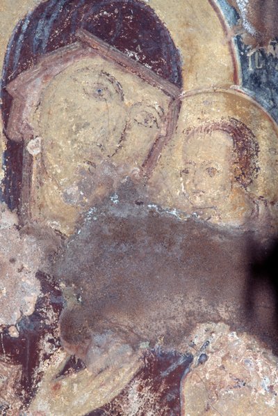 Madonna and Child, fresco in church of Panagia, Rodovani, Crete, Greece by Unbekannt Unbekannt