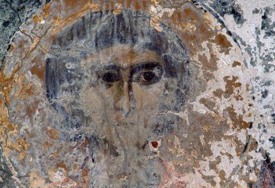 Male Figure, Damaged Fresco in Church of Metamorphosis Sotiros, Voutas, Crete, Greece by Unbekannt Unbekannt
