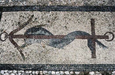 Mosaic depicting dolphin and anchor, Delos island by Unbekannt Unbekannt